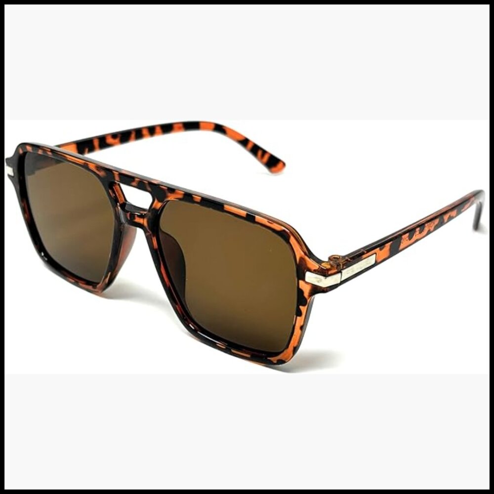 Retro Aviator Sunglasses Rectangular Frame UV400 … - image 1